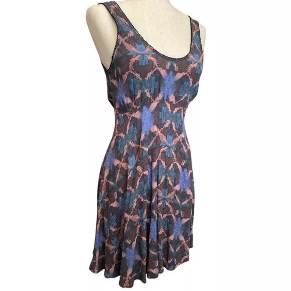 Free People Abstract Print Sleeveless Babydoll Mini Dress Size 8 - Picture 6 of 13
